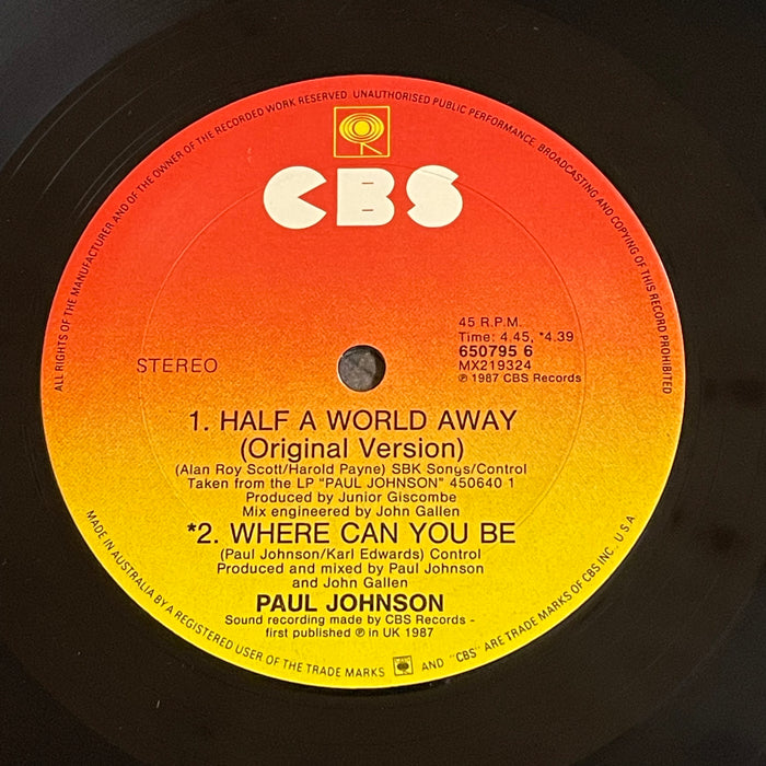 Paul Johnson - Half A World Away (12" Single)